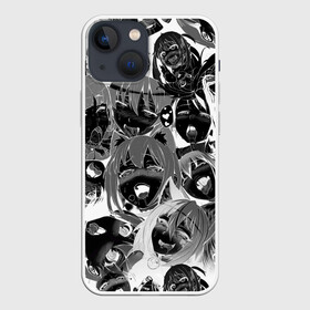Чехол для iPhone 13 mini с принтом Ахегао паттерн черный в Петрозаводске,  |  | ahegao | kawai | kowai | oppai | otaku | senpai | sugoi | waifu | yandere | ахегао | ковай | отаку | семпай | сенпай | сэмпай | яндере