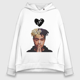 Женское худи Oversize хлопок с принтом XXXTentacion в Петрозаводске, френч-терри — 70% хлопок, 30% полиэстер. Мягкий теплый начес внутри —100% хлопок | боковые карманы, эластичные манжеты и нижняя кромка, капюшон на магнитной кнопке | rap | xxx | xxxtentacion | реп | рэп