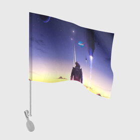 Флаг для автомобиля с принтом NASA в Петрозаводске, 100% полиэстер | Размер: 30*21 см | cosmonavt | galaxy | nasa | nebula | space | star | абстракция | астронавт | вселенная | галактика | звезда | звезды | космический | космонавт | наса | планеты | скафандр