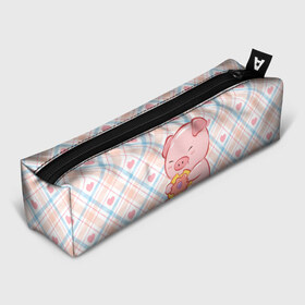 Пенал 3D с принтом Свинка ест пончик в Петрозаводске, 100% полиэстер | плотная ткань, застежка на молнии | Тематика изображения на принте: арт | еда | животное | животные | картинка | кушать | люблю покупать | милая | обжора | обжорство | рисунок | свинина | свинка | свиньи | свинья | свинюшка | толстая | толстый