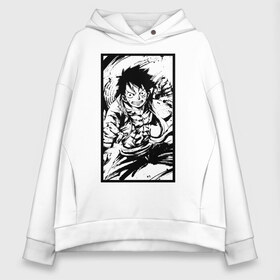 Женское худи Oversize хлопок с принтом Luffy в Петрозаводске, френч-терри — 70% хлопок, 30% полиэстер. Мягкий теплый начес внутри —100% хлопок | боковые карманы, эластичные манжеты и нижняя кромка, капюшон на магнитной кнопке | luffy | аниме | манга | монки д луффи | мугивара | пираты соломенной шляпы