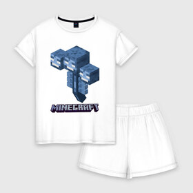 Женская пижама с шортиками хлопок с принтом Minecraft в Петрозаводске, 100% хлопок | футболка прямого кроя, шорты свободные с широкой мягкой резинкой | minecraft | копатель | кубики | майкрафт | майнкрафт | мморг | мультиплеер | пиксели | пиксельная игра | развивающая игра | рпг | строительство | стройка