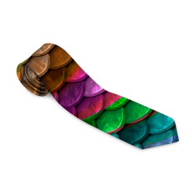 Галстук 3D с принтом Цветная чешуя в Петрозаводске, 100% полиэстер | Длина 148 см; Плотность 150-180 г/м2 | Тематика изображения на принте: змея | цвета | цветные | чешуя | яркие цвета
