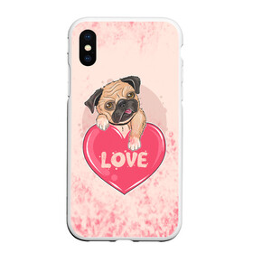 Чехол для iPhone XS Max матовый с принтом Love Pug (Z) в Петрозаводске, Силикон | Область печати: задняя сторона чехла, без боковых панелей | dog | doggie | doggy | mops | pug | декоративная собака | друг человека | другу | кинолог | лабрадор | малые молоссоиды | мопс | мопсик | мохнатый | пес | пёсель | пёсик | подарок | подруге | собака | собакен | собаки