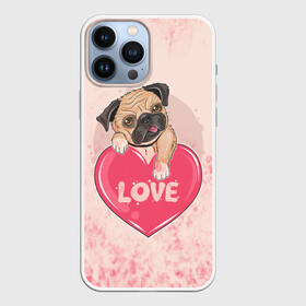 Чехол для iPhone 13 Pro Max с принтом Love Pug | Люблю мопса (Z) в Петрозаводске,  |  | dog | doggie | doggy | mops | pug | декоративная собака | друг человека | другу | кинолог | лабрадор | малые молоссоиды | мопс | мопсик | мохнатый | пес | пёсель | пёсик | подарок | подруге | собака | собакен | собаки
