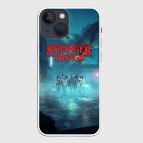 Чехол для iPhone 13 mini с принтом Очень странные дела в Петрозаводске,  |  | the stranger things | восьмидесятые | дастин хендерсон | майк уилер | монстр | монстры | оди | одиннадцать | очень странные дела | ретро | сериал | сериалы | ужасы | уилл байерс