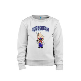 Детский свитшот хлопок с принтом Ice Scream в Петрозаводске, 100% хлопок | круглый вырез горловины, эластичные манжеты, пояс и воротник | horror | ice scream | neighborhood | аркадный | хоррор