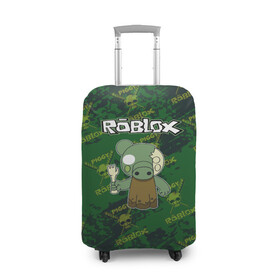 Чехол для чемодана 3D с принтом Свинка Пигги из Roblox в Петрозаводске, 86% полиэфир, 14% спандекс | двустороннее нанесение принта, прорези для ручек и колес | pig | piggi | roblox | svinka | игра | пигги