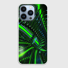 Чехол для iPhone 13 Pro с принтом DIGITAL NEON GREEN в Петрозаводске,  |  | abstract | abstraction | color | fractal | geometry | paitnt | psy | rdtktr | абстракция | геометрия | краски | неоновые | психоделика | фрактал