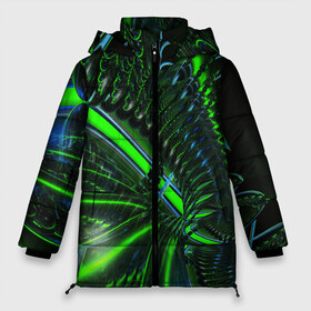 Женская зимняя куртка 3D с принтом DIGITAL NEON GREEN в Петрозаводске, верх — 100% полиэстер; подкладка — 100% полиэстер; утеплитель — 100% полиэстер | длина ниже бедра, силуэт Оверсайз. Есть воротник-стойка, отстегивающийся капюшон и ветрозащитная планка. 

Боковые карманы с листочкой на кнопках и внутренний карман на молнии | abstract | abstraction | color | fractal | geometry | paitnt | psy | rdtktr | абстракция | геометрия | краски | неоновые | психоделика | фрактал