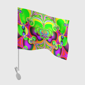 Флаг для автомобиля с принтом КИСЛОТНЫЙ ФРАКТАЛ ГЕОМЕТРИЯ в Петрозаводске, 100% полиэстер | Размер: 30*21 см | abstract | abstraction | color | fractal | geometry | paitnt | psy | rdtktr | абстракция | геометрия | краски | неоновые | психоделика | фрактал