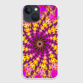 Чехол для iPhone 13 mini с принтом НЕОНОВЫЙ РОЗОВЫЙ ФРАКТАЛ в Петрозаводске,  |  | abstract | abstraction | color | fractal | geometry | paitnt | psy | rdtktr | абстракция | геометрия | краски | неоновые | психоделика | фрактал