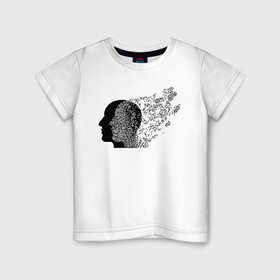 Детская футболка хлопок с принтом Голова с нотами  в Петрозаводске, 100% хлопок | круглый вырез горловины, полуприлегающий силуэт, длина до линии бедер | аватар | голова | картинки | люди | музыка | ноты | прикольные | профиль | силуэт | человек