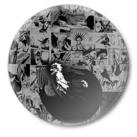 Значок с принтом Блич серый паттерн в Петрозаводске,  металл | круглая форма, металлическая застежка в виде булавки | bleach | аниме | блич | ичиго куросаки | манга | меч | синигами