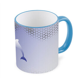 Кружка с принтом Минималистичный дельфин в Петрозаводске, керамика | ёмкость 330 мл | dolphin | minimalism | sea | дельфин | минимализм | море