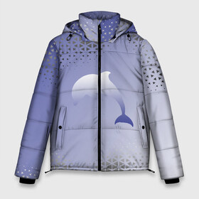 Мужская зимняя куртка 3D с принтом Минималистичный дельфин в Петрозаводске, верх — 100% полиэстер; подкладка — 100% полиэстер; утеплитель — 100% полиэстер | длина ниже бедра, свободный силуэт Оверсайз. Есть воротник-стойка, отстегивающийся капюшон и ветрозащитная планка. 

Боковые карманы с листочкой на кнопках и внутренний карман на молнии. | dolphin | minimalism | sea | дельфин | минимализм | море