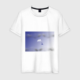Мужская футболка хлопок с принтом Минималистичный дельфин в Петрозаводске, 100% хлопок | прямой крой, круглый вырез горловины, длина до линии бедер, слегка спущенное плечо. | dolphin | minimalism | sea | дельфин | минимализм | море