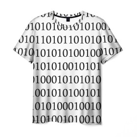 Мужская футболка 3D с принтом 101 в Петрозаводске, 100% полиэфир | прямой крой, круглый вырез горловины, длина до линии бедер | Тематика изображения на принте: 101 | binary code | machine language | programming | двоичный код | программирования