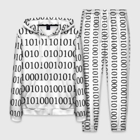 Мужской костюм 3D с принтом 101 в Петрозаводске, 100% полиэстер | Манжеты и пояс оформлены тканевой резинкой, двухслойный капюшон со шнурком для регулировки, карманы спереди | 101 | binary code | machine language | programming | двоичный код | программирования