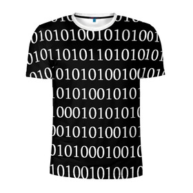 Мужская футболка 3D спортивная с принтом Black 101 в Петрозаводске, 100% полиэстер с улучшенными характеристиками | приталенный силуэт, круглая горловина, широкие плечи, сужается к линии бедра | Тематика изображения на принте: 101 | binary code | black | programming | двоичный код | программировать