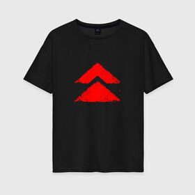 Женская футболка хлопок Oversize с принтом Ghost of Tsushima Red Logo (Z) в Петрозаводске, 100% хлопок | свободный крой, круглый ворот, спущенный рукав, длина до линии бедер
 | game | ghost of tsushima | jin sakai | samurai | дзин сакай | игра | призрак цусимы | самурай