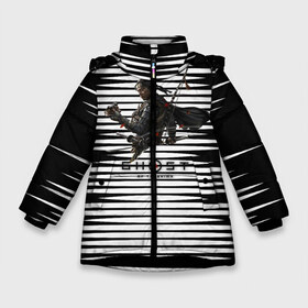 Зимняя куртка для девочек 3D с принтом Ghost of Tsushim в Петрозаводске, ткань верха — 100% полиэстер; подклад — 100% полиэстер, утеплитель — 100% полиэстер. | длина ниже бедра, удлиненная спинка, воротник стойка и отстегивающийся капюшон. Есть боковые карманы с листочкой на кнопках, утяжки по низу изделия и внутренний карман на молнии. 

Предусмотрены светоотражающий принт на спинке, радужный светоотражающий элемент на пуллере молнии и на резинке для утяжки. | ghost of tsushim | бой | монголы | открытый мир | экшен