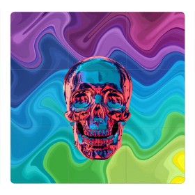 Магнитный плакат 3Х3 с принтом Color skull в Петрозаводске, Полимерный материал с магнитным слоем | 9 деталей размером 9*9 см | Тематика изображения на принте: color | jaw | neon | skull | teeth | vanguard | авангард | зубы | неон | пасть | цвет | череп