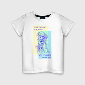 Детская футболка хлопок с принтом Любите искусство в себе в Петрозаводске, 100% хлопок | круглый вырез горловины, полуприлегающий силуэт, длина до линии бедер | актер | артист | искусство | кино | станиславский | театр | цитата