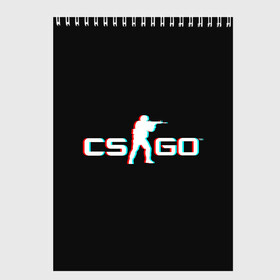 Скетчбук с принтом CSGO GLITCH LOGO в Петрозаводске, 100% бумага
 | 48 листов, плотность листов — 100 г/м2, плотность картонной обложки — 250 г/м2. Листы скреплены сверху удобной пружинной спиралью | 1.6 | counter strike | csgo | glitch | logo shuter | trand | контр страйк | стрелялки