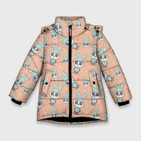 Зимняя куртка для девочек 3D с принтом ЗАЙКИ в Петрозаводске, ткань верха — 100% полиэстер; подклад — 100% полиэстер, утеплитель — 100% полиэстер. | длина ниже бедра, удлиненная спинка, воротник стойка и отстегивающийся капюшон. Есть боковые карманы с листочкой на кнопках, утяжки по низу изделия и внутренний карман на молнии. 

Предусмотрены светоотражающий принт на спинке, радужный светоотражающий элемент на пуллере молнии и на резинке для утяжки. | девушкам | детская | детям | женская | животные | зайка | зайки | заяц | кролик | милота | милый | паттерн