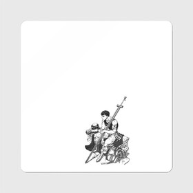 Магнит виниловый Квадрат с принтом Берсерк сидит в Петрозаводске, полимерный материал с магнитным слоем | размер 9*9 см, закругленные углы | berserk | берсерк | гатс | манга | меч | чёрный мечник