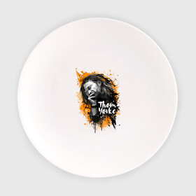 Тарелка с принтом Thom Yorke в Петрозаводске, фарфор | диаметр - 210 мм
диаметр для нанесения принта - 120 мм | radiohead | thom yorke | радиохед | том йорк