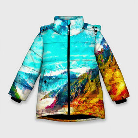 Зимняя куртка для девочек 3D с принтом Японские горы в Петрозаводске, ткань верха — 100% полиэстер; подклад — 100% полиэстер, утеплитель — 100% полиэстер. | длина ниже бедра, удлиненная спинка, воротник стойка и отстегивающийся капюшон. Есть боковые карманы с листочкой на кнопках, утяжки по низу изделия и внутренний карман на молнии. 

Предусмотрены светоотражающий принт на спинке, радужный светоотражающий элемент на пуллере молнии и на резинке для утяжки. | art | japan | summer | азия | акварель | восток | восход | горы | деревья | искусство | картина | краски | красочный | лес | летние | лето | мазки | небесный | облака | пейзаж | природа | разноцветные | рассвет
