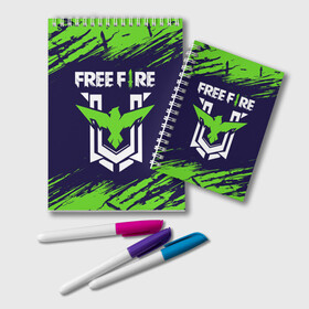Блокнот с принтом FREE FIRE ФРИ ФАЕР в Петрозаводске, 100% бумага | 48 листов, плотность листов — 60 г/м2, плотность картонной обложки — 250 г/м2. Листы скреплены удобной пружинной спиралью. Цвет линий — светло-серый
 | Тематика изображения на принте: afth | ahb | ahbafth | fire | fps | free | freefire | garena | logo | master | mobile | online | акуу | акууашку | ашку | гарена | игра | игры | лого | логотип | логотипы | мастер | мобильная | нож | онлайн | символ | символы | фаер | фире | фпс 