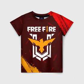 Детская футболка 3D с принтом FREE FIRE / ФРИ ФАЕР в Петрозаводске, 100% гипоаллергенный полиэфир | прямой крой, круглый вырез горловины, длина до линии бедер, чуть спущенное плечо, ткань немного тянется | afth | ahb | ahbafth | fire | fps | free | freefire | garena | logo | master | mobile | online | акуу | акууашку | ашку | гарена | игра | игры | лого | логотип | логотипы | мастер | мобильная | нож | онлайн | символ | символы | фаер | фире | фпс 