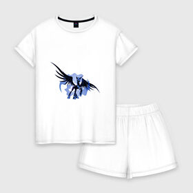 Женская пижама с шортиками хлопок с принтом Nightmare Moon в Петрозаводске, 100% хлопок | футболка прямого кроя, шорты свободные с широкой мягкой резинкой | Тематика изображения на принте: злая луна | зло | луна