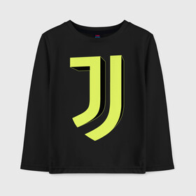 Детский лонгслив хлопок с принтом Juventus 3D Logo Yellow (2021) в Петрозаводске, 100% хлопок | круглый вырез горловины, полуприлегающий силуэт, длина до линии бедер | 0x000000123 | juve | juventus | ronaldo | юве | ювентус