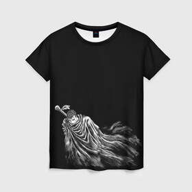 Женская футболка 3D с принтом berserk в Петрозаводске, 100% полиэфир ( синтетическое хлопкоподобное полотно) | прямой крой, круглый вырез горловины, длина до линии бедер | berserk | аниме | берсерк | гатс | манга | черный мечник