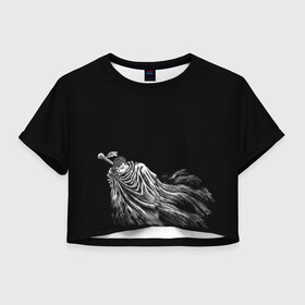 Женская футболка Crop-top 3D с принтом berserk в Петрозаводске, 100% полиэстер | круглая горловина, длина футболки до линии талии, рукава с отворотами | berserk | аниме | берсерк | гатс | манга | черный мечник