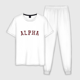 Мужская пижама хлопок с принтом ALPHA в Петрозаводске, 100% хлопок | брюки и футболка прямого кроя, без карманов, на брюках мягкая резинка на поясе и по низу штанин
 | alpha | альфа | кб | клуб романтики | макс | оборотень