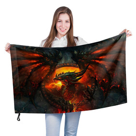 Флаг 3D с принтом Огненный Дракон  в Петрозаводске, 100% полиэстер | плотность ткани — 95 г/м2, размер — 67 х 109 см. Принт наносится с одной стороны | drag | dragon | арт | динамическое | динозавр | дракон | красивое | фантастика
