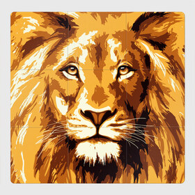 Магнитный плакат 3Х3 с принтом Взгляд льва в Петрозаводске, Полимерный материал с магнитным слоем | 9 деталей размером 9*9 см | арт | грива | деко | жедтая | животные | закат | зверей | золото | кошка | лев | лето | львенок | неоновая | очки | пляж | прайд | разноцветная | солнце | тигр | узоры | царь | яркие