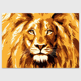 Поздравительная открытка с принтом Взгляд льва в Петрозаводске, 100% бумага | плотность бумаги 280 г/м2, матовая, на обратной стороне линовка и место для марки
 | арт | грива | деко | жедтая | животные | закат | зверей | золото | кошка | лев | лето | львенок | неоновая | очки | пляж | прайд | разноцветная | солнце | тигр | узоры | царь | яркие