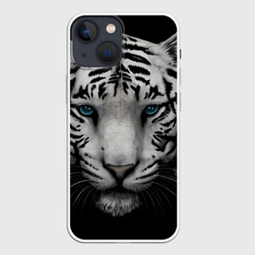 Чехол для iPhone 13 mini с принтом Белый Тигр в Петрозаводске,  |  | tiger | животное | тигр | тигрица | чернобелый