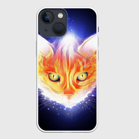 Чехол для iPhone 13 mini с принтом Сеяющий кот в Петрозаводске,  |  | звёзды | кот | сеяние | чёрный фон