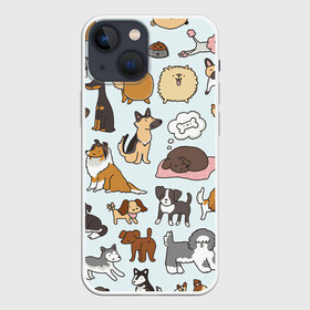 Чехол для iPhone 13 mini с принтом Собаки в Петрозаводске,  |  | арт | много собак | порода | породистые | породистые собаки | породы собак | собака | собаки