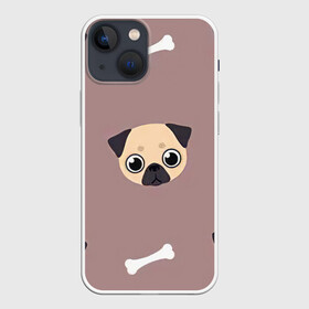 Чехол для iPhone 13 mini с принтом Мопсины мордашки в Петрозаводске,  |  | арт | мопс | мопсы | морды | рисунок | собака | собаки