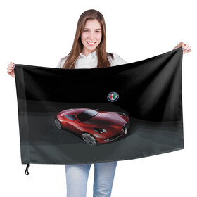 Флаг 3D с принтом Alfa Romeo в Петрозаводске, 100% полиэстер | плотность ткани — 95 г/м2, размер — 67 х 109 см. Принт наносится с одной стороны | alfa romeo | car | italy | motorsport | prestige | автоспорт | альфа ромео | италия | престиж