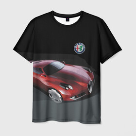 Мужская футболка 3D с принтом Alfa Romeo в Петрозаводске, 100% полиэфир | прямой крой, круглый вырез горловины, длина до линии бедер | alfa romeo | car | italy | motorsport | prestige | автоспорт | альфа ромео | италия | престиж