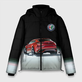 Мужская зимняя куртка 3D с принтом Alfa Romeo в Петрозаводске, верх — 100% полиэстер; подкладка — 100% полиэстер; утеплитель — 100% полиэстер | длина ниже бедра, свободный силуэт Оверсайз. Есть воротник-стойка, отстегивающийся капюшон и ветрозащитная планка. 

Боковые карманы с листочкой на кнопках и внутренний карман на молнии. | Тематика изображения на принте: alfa romeo | car | italy | motorsport | prestige | автоспорт | альфа ромео | италия | престиж